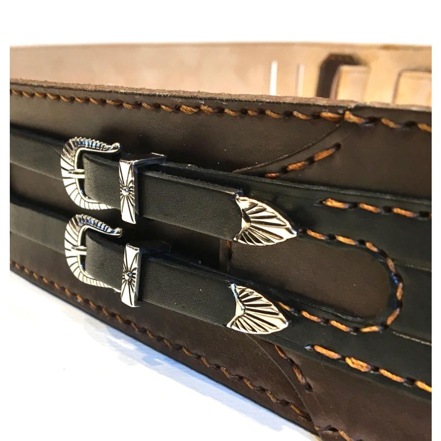 本革製ギター・ストラップ（ダブル・バックル／スター・コンチョ