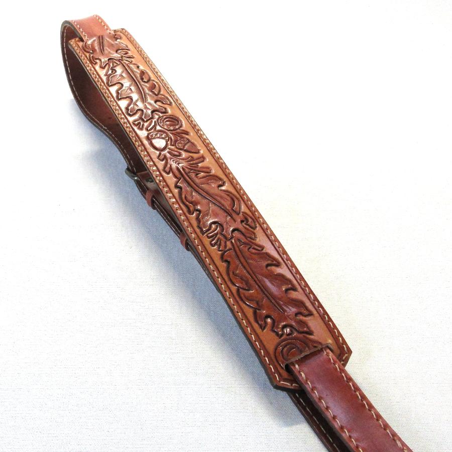 本革製ギター・ストラップ（スリムタイプ／葉カービング） |  | 04