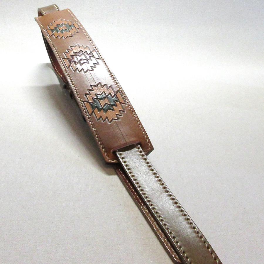 本革製ギター・ストラップ（スリムタイプ/ネイティブ・カービング