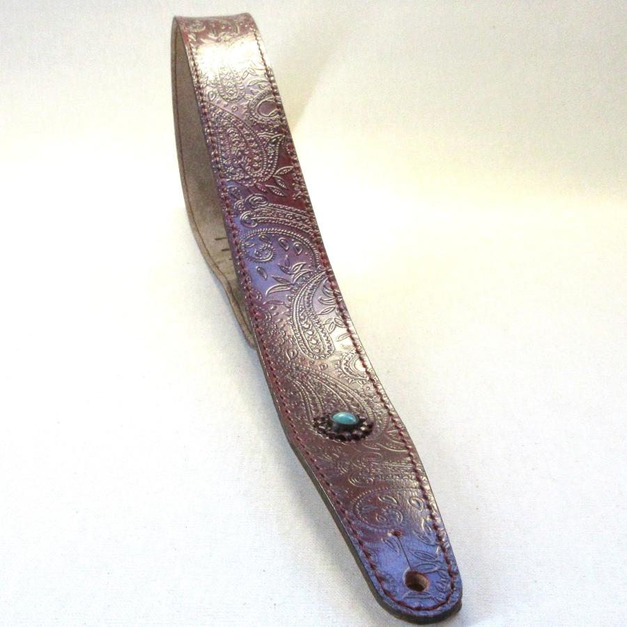 本革製ギター・ストラップ（ターコイズ／ペイズリー） |  | 03