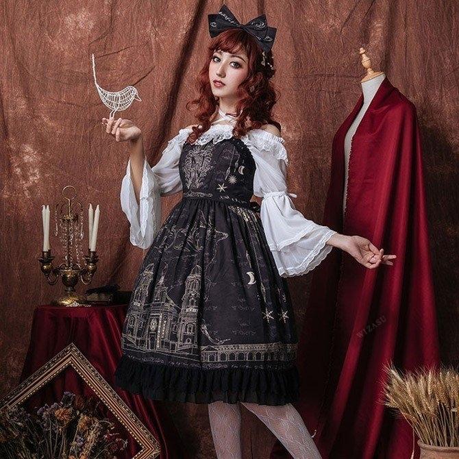 安い 鹿 ミディアム丈 ロリータ 可愛い ブラック コスプレ衣装 吊りスカート Lolita レディース ゴスロリ ワンピース 華麗 即納最大半額 Www Simon Page Com