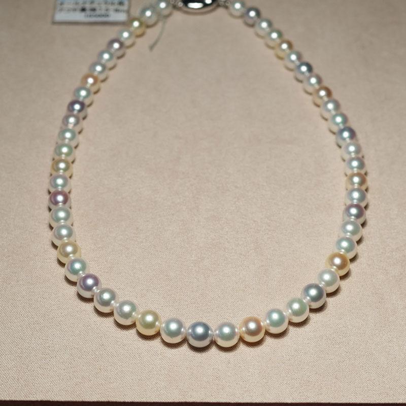 ネックレス マルチカラーあこや真珠 オールナチュラル色染めでない色  