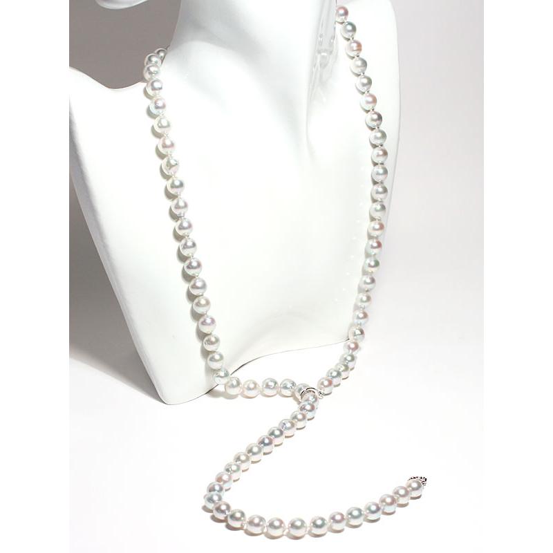 グレイ色アコヤ真珠ロングパールネックレス8-8.5mmバロック形全長約