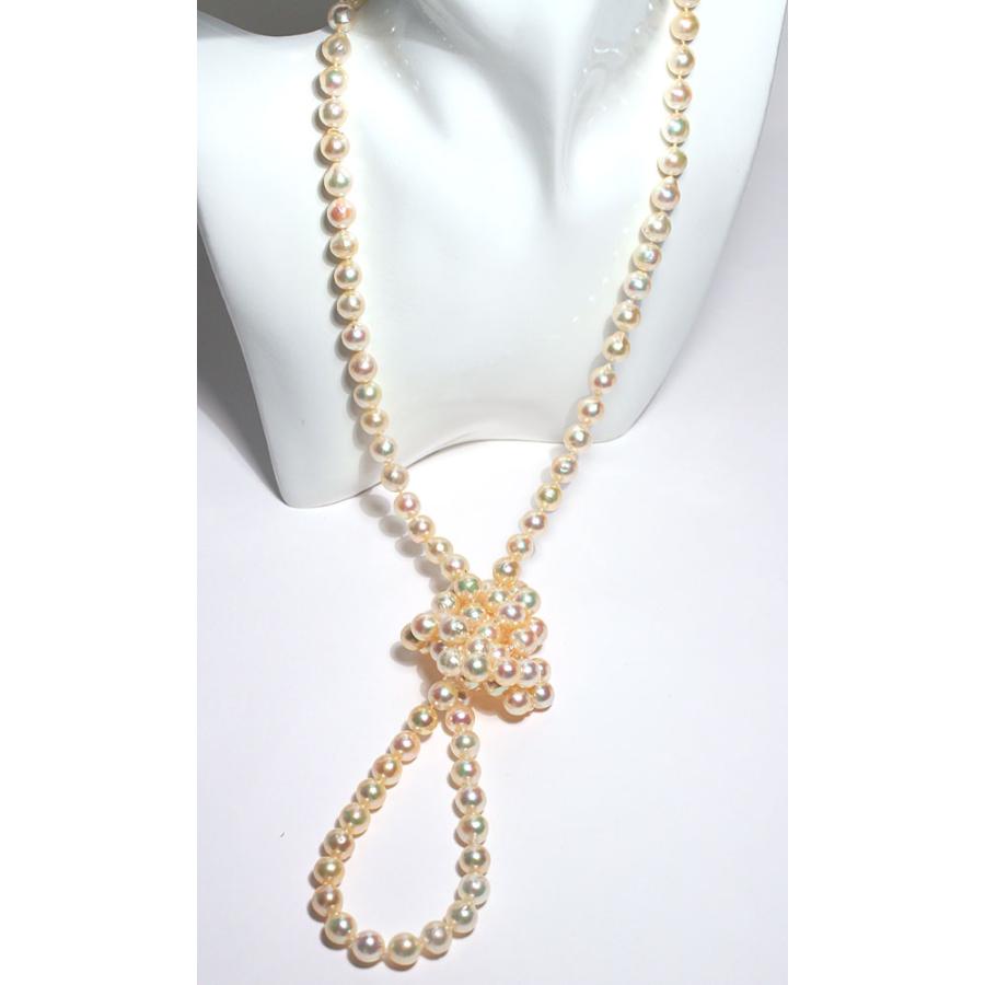 ネックレス ゴールド系〜シャンパンカラーのアコヤ真珠幅8.5mmロング約  