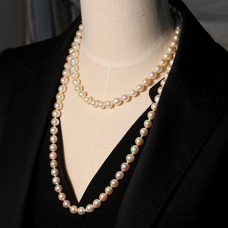 真珠ネックレスシャンパンカラー7.5-8.0mmラウンド45cm
