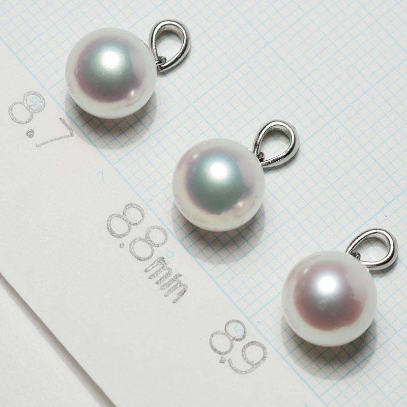 ペンダント Pt900パールペンダント アコヤ真珠直径約8.7mm or 8.8mm or 8.9mm ピンク色を帯びたホワイト色 シンプルが良いきれいなパール ペンダントのみの画像