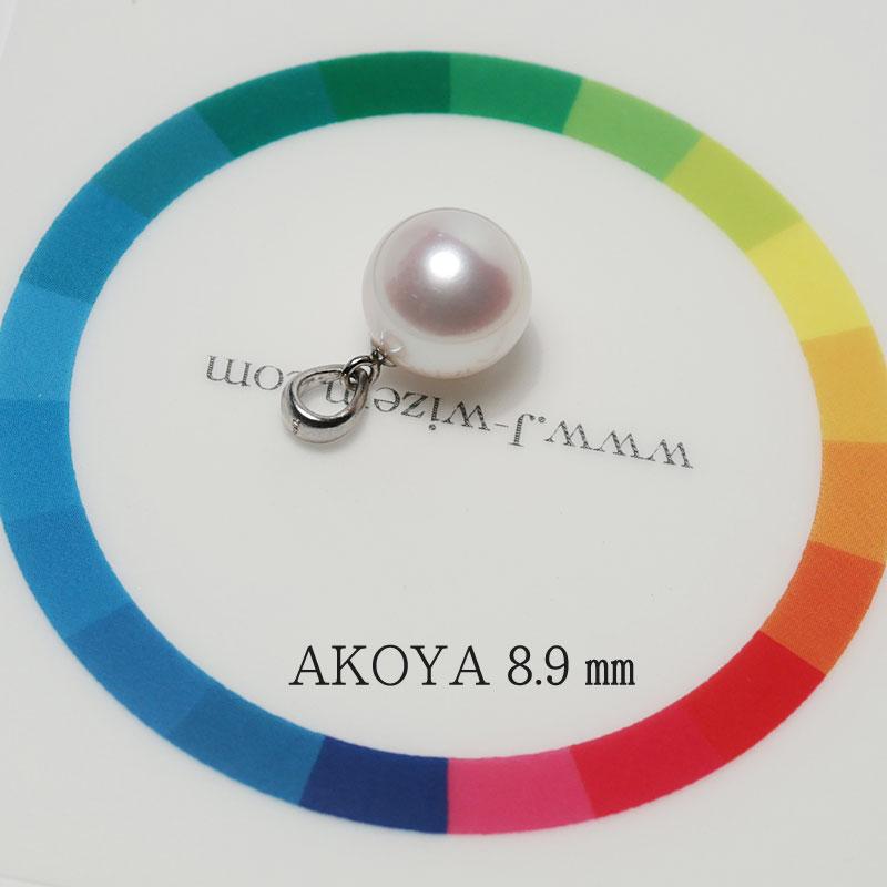 ペンダント Pt900パールペンダント アコヤ真珠直径約8.7mm or 8.8mm or 8.9mm ピンク色を帯びたホワイト色 シンプルが良いきれいなパール ペンダントのみの画像