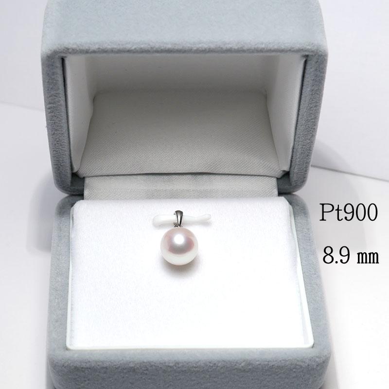 ペンダント Pt900パールペンダント アコヤ真珠直径約8.7mm or 8.8mm or 8.9mm ピンク色を帯びたホワイト色 シンプルが良いきれいなパール ペンダントのみの画像
