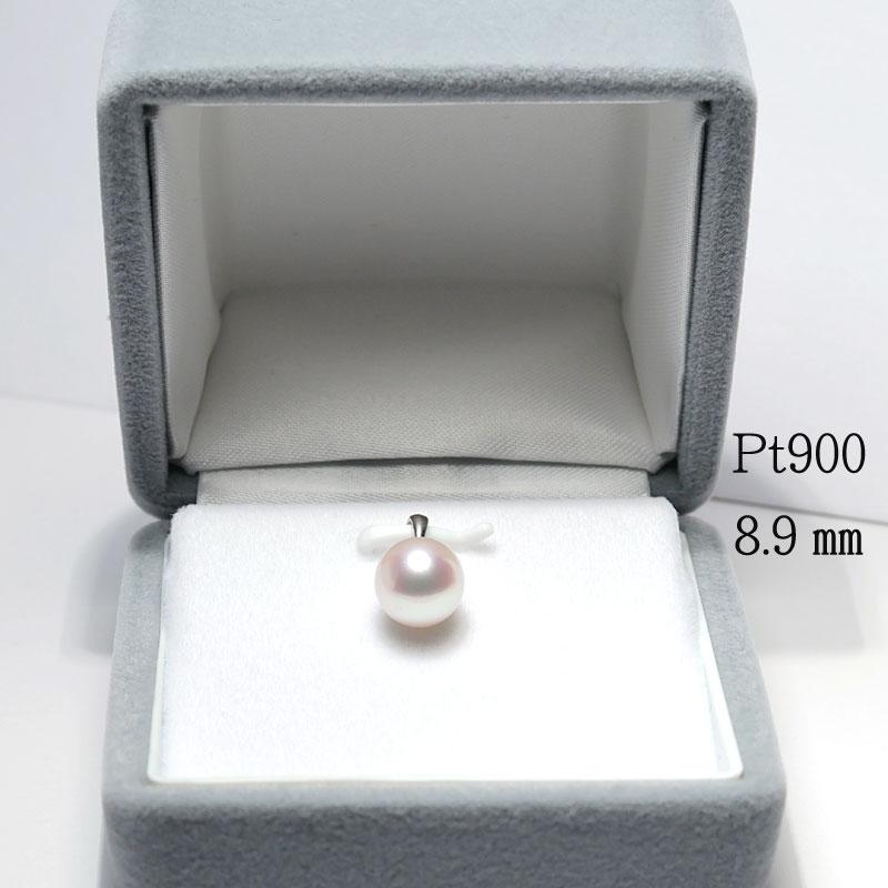 ペンダント Pt900パールペンダント アコヤ真珠直径約8.7mm or 8.8mm or 8.9mm ピンク色を帯びたホワイト色 シンプルが良いきれいなパール ペンダントのみの画像