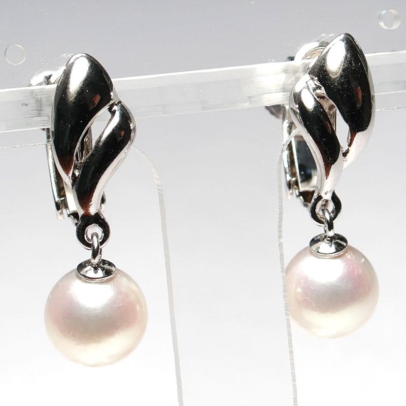 イヤリング パールイヤリング揺れるあこや真珠直径7.7mmSILVERデザイン