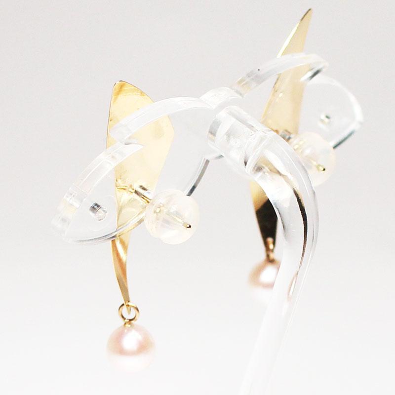 ピアス K18金イエローゴールドデザインピアス ベビーパールピアス