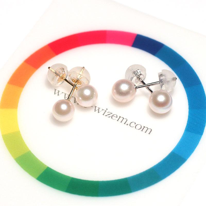 ピアス アコヤ真珠5mmスタッドピアス K14WGホワイトゴールド製または  