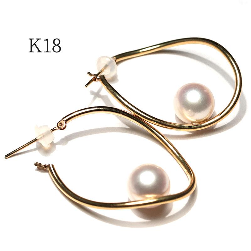 k18wgあこや真珠9.4mm天然ダイヤモンドピアス