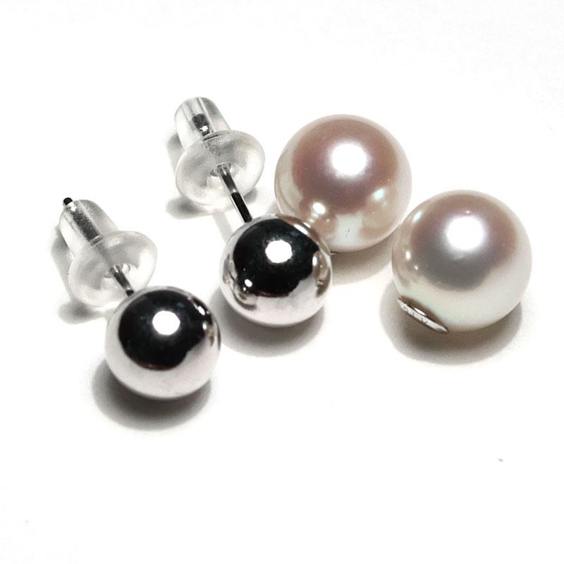 K18WG刻印あり あこやパールピアス✨　新品未使用✨ K18WG 天然パール あこや真珠 8.5㎜ ピアス ダイヤモンド 0.07ct