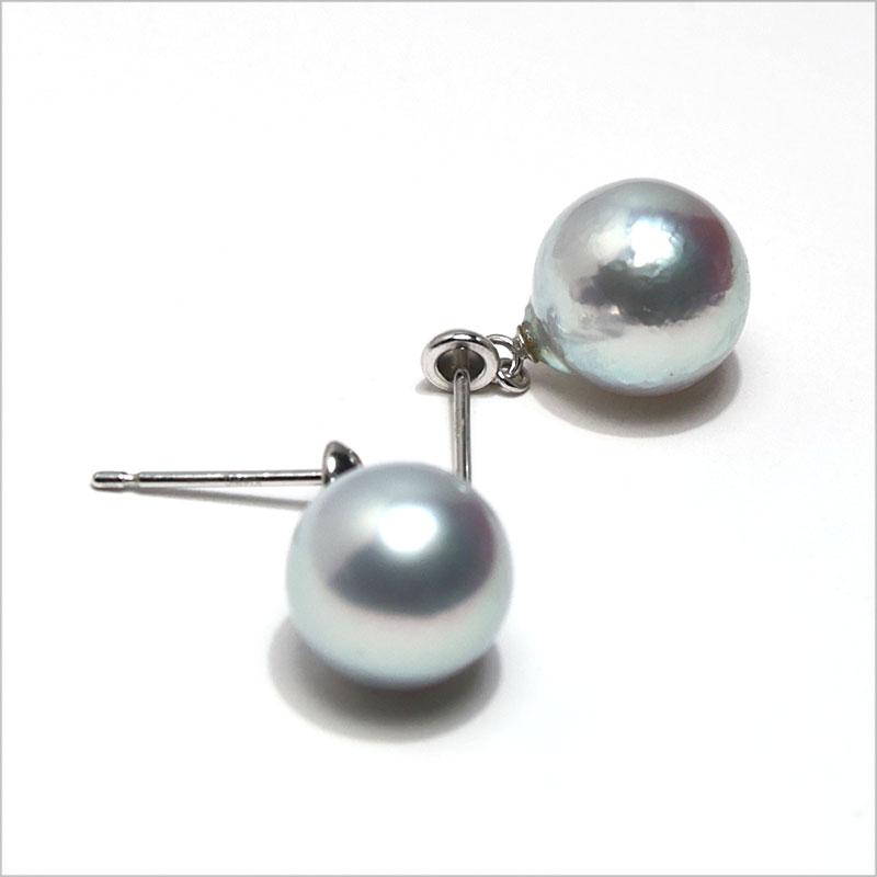 5.5～6.0mm】あこや本真珠 約5cmロングピアス K18WG