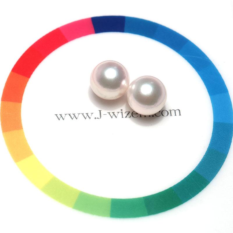 宝石ルース 真珠ペアルース 8.2mm2珠 アコヤ真珠 珠のみ 片穴あき ピアスイヤリング用 ピンク系色でテリ光沢良い イヤリング・ピアス加工用 |  | 08