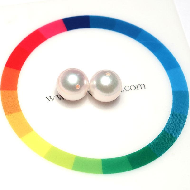 宝石ルース 真珠ペアルース 8.2mm2珠 アコヤ真珠 珠のみ 片穴あき ピアスイヤリング用 ピンク系色でテリ光沢良い イヤリング・ピアス加工用 |  | 07