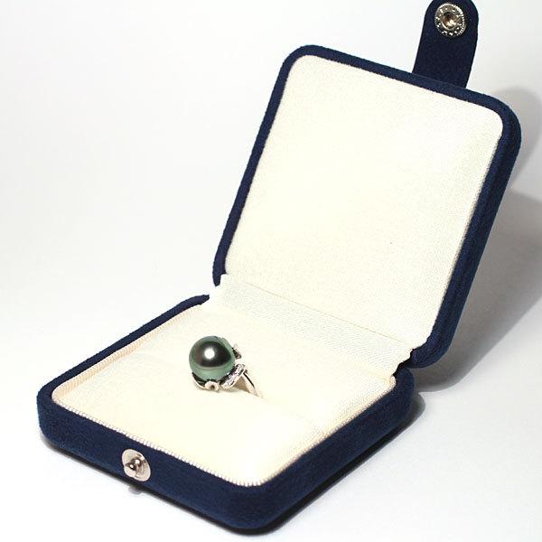 ブラックパールリング指輪 黒蝶真珠11.9mmプラチナダイヤ オーロラ 