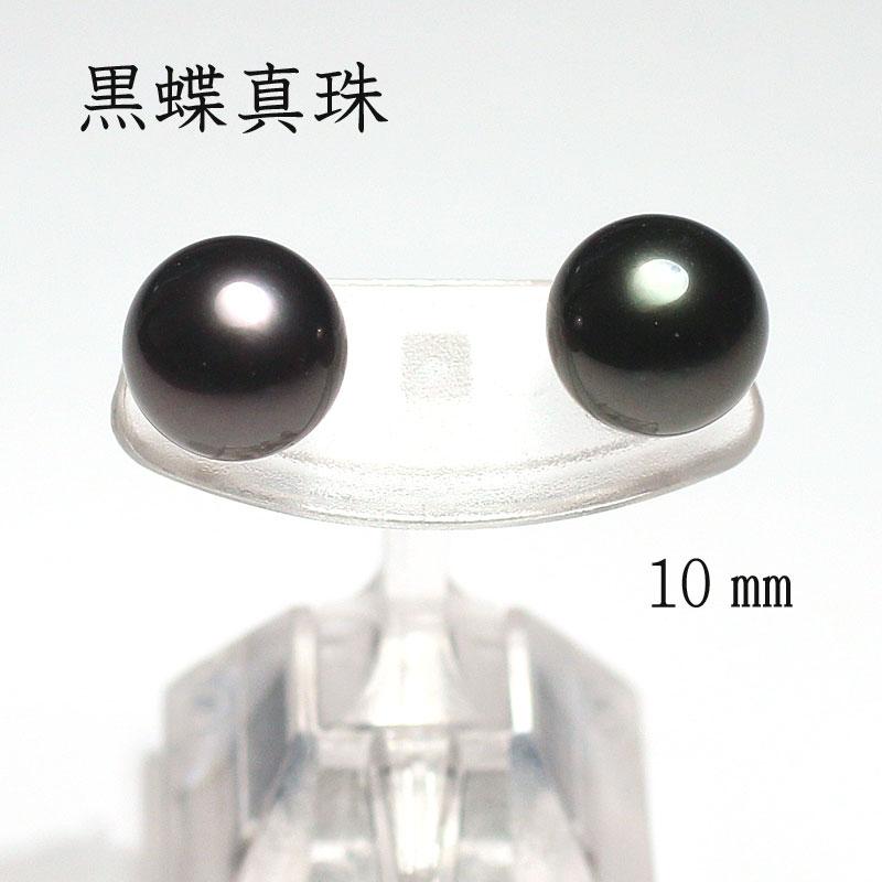 ピアス ブラックパール タヒチ黒蝶真珠10mmスタッドピアス ホワイト