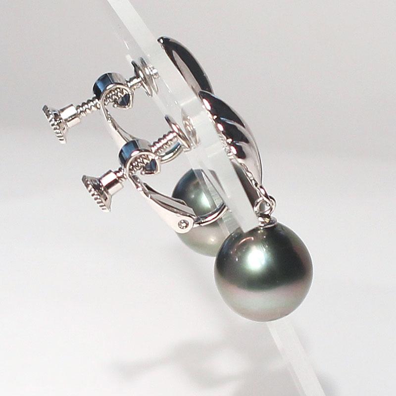 イヤリング ブラックパールイヤリング 黒蝶真珠幅10.7mｍ×縦11.2mmUPシルバーネジバネ式イヤリング 大珠サイズ エレガント 上品な輝き |  | 01