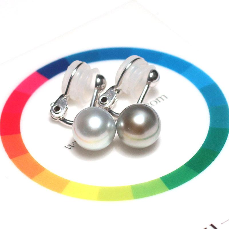 イヤリング グレー系色色違いが楽しい黒蝶真珠 幅9mm縦10.8mm