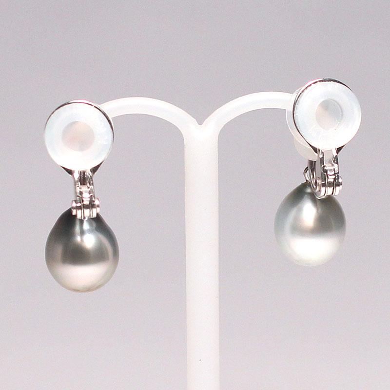 イヤリング グレー系色色違いが楽しい黒蝶真珠 幅9mm縦10.8mm