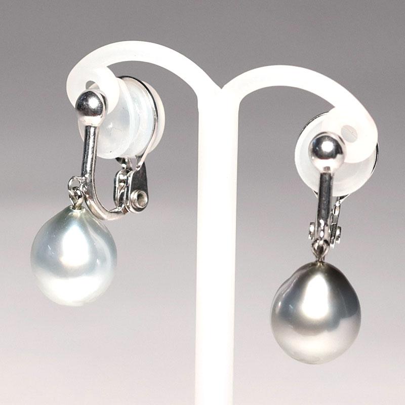 イヤリング グレー系色色違いが楽しい黒蝶真珠 幅9mm縦10.8mm