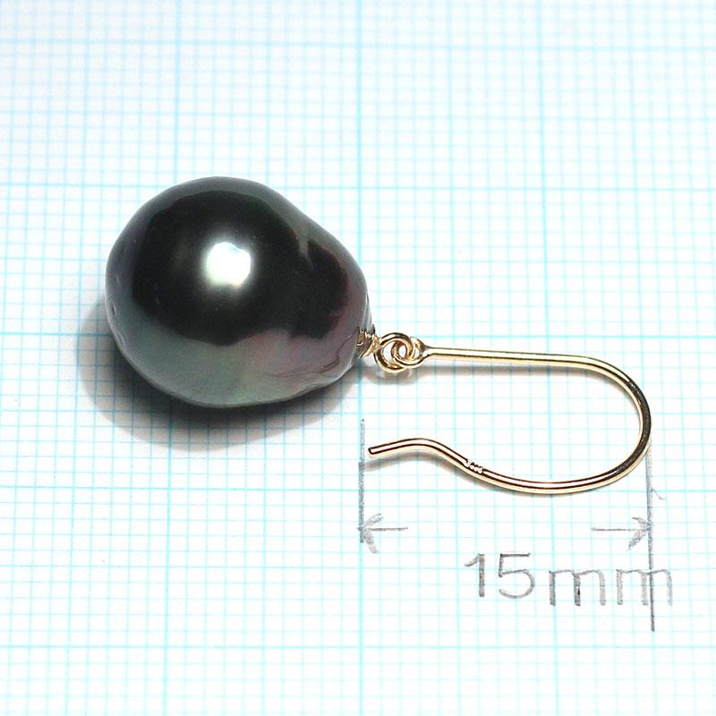 ピアス ブラックパールフックピアス 黒蝶真珠少々いびつな ピアス ブラックパールフックピアス 黒蝶真珠少々いびつな