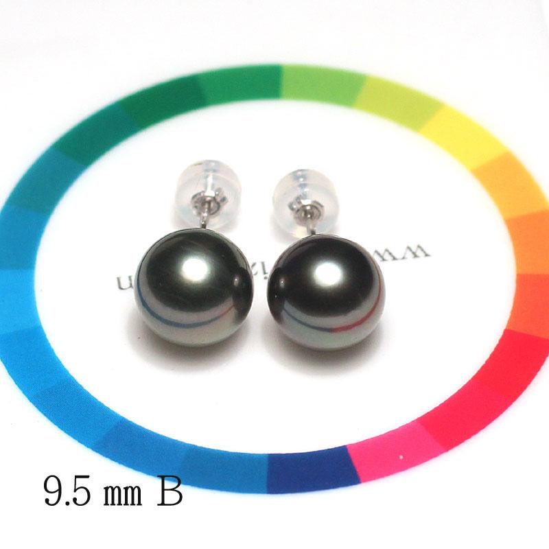 ピアス ブラックパールピアス タヒチ黒蝶真珠幅9.5mmスタッド