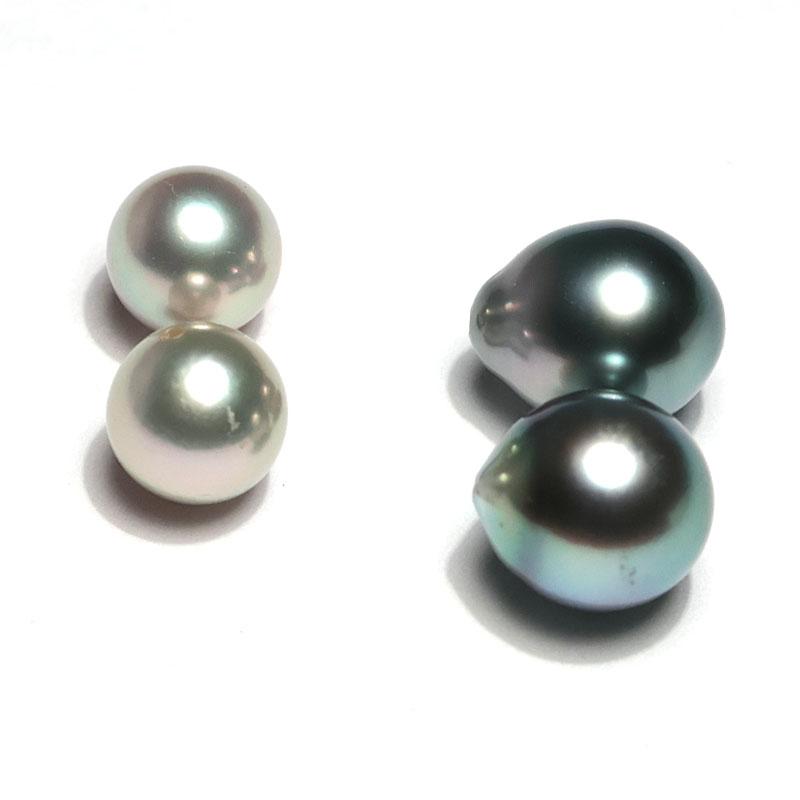 宝石ルース ブラックパールルース黒蝶真珠4珠 ラウンド形幅7.3mm