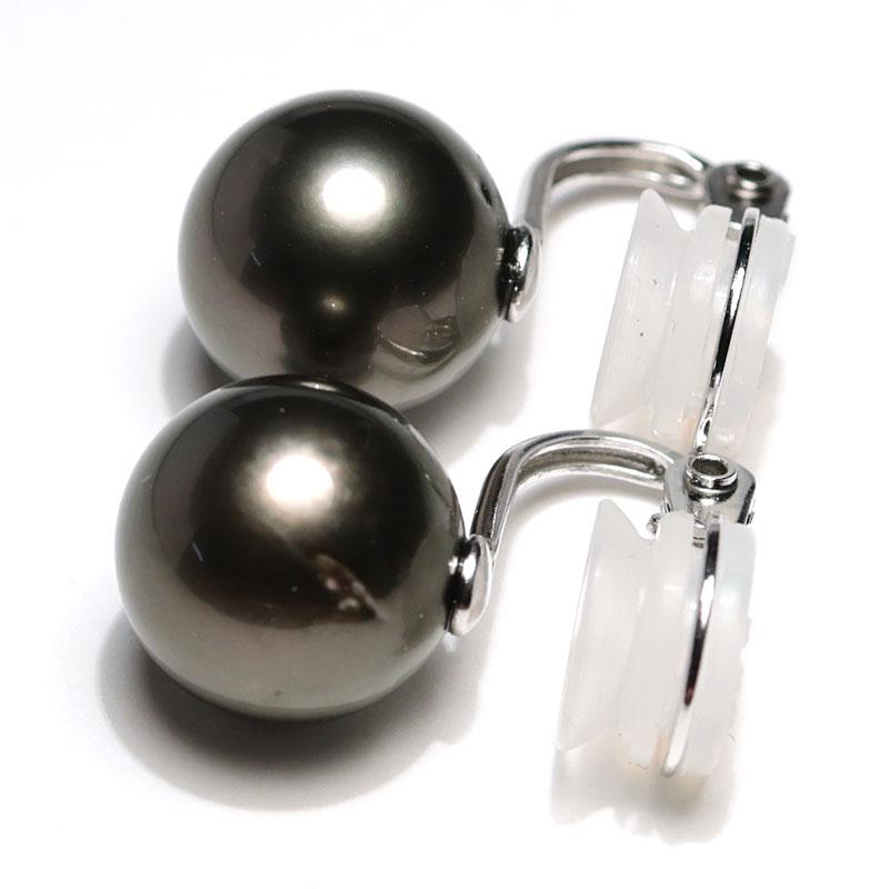 ブラックパールイヤリング黒蝶真珠幅約11ｍｍ SILVERソフトタッチイヤリング微調整可 着けた際見えにくい場所に天然キズがありお得な価格の画像