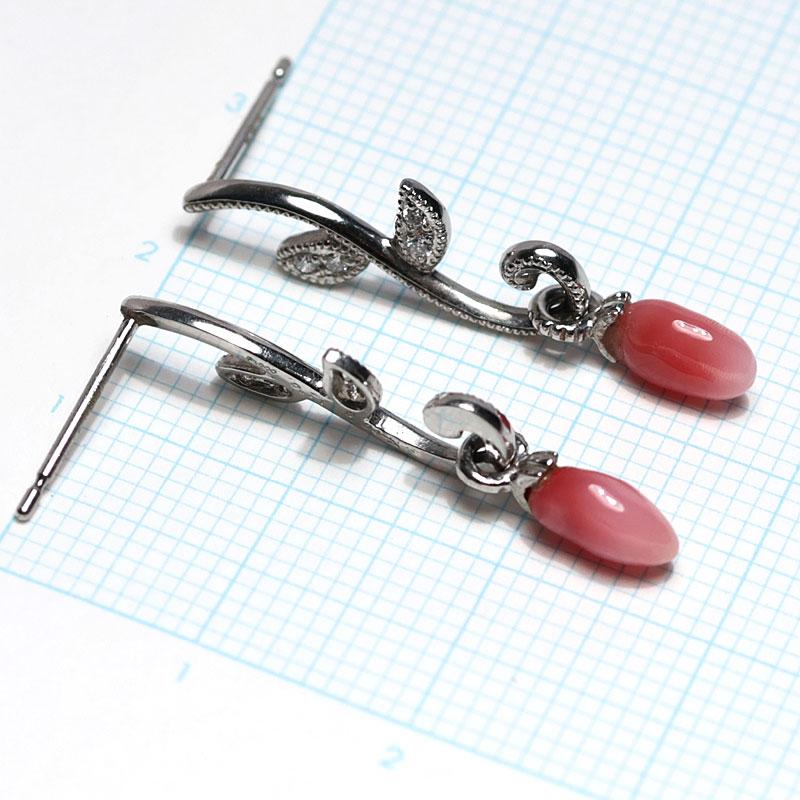 ピアス コンクパールピアス1.38ctリーフデザイン プラチナ 外れないと