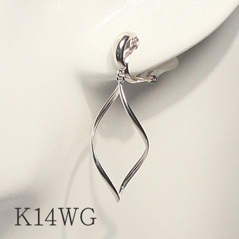 イヤリング K14WG ホワイトゴールド製デザインイヤリング スタッド 