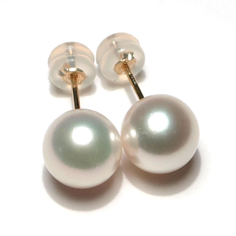 ピアス 真珠8.7mm K18 最高品質パールピアス オーロラ花珠真珠鑑別書付属 ギフト包装 入学式 入園式 成人式 結婚式 大人 上品の画像