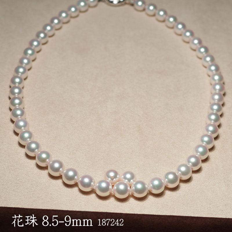 ネックレス 花珠真珠8.5-9mmパールネックレスと8.5mmイヤリング2点