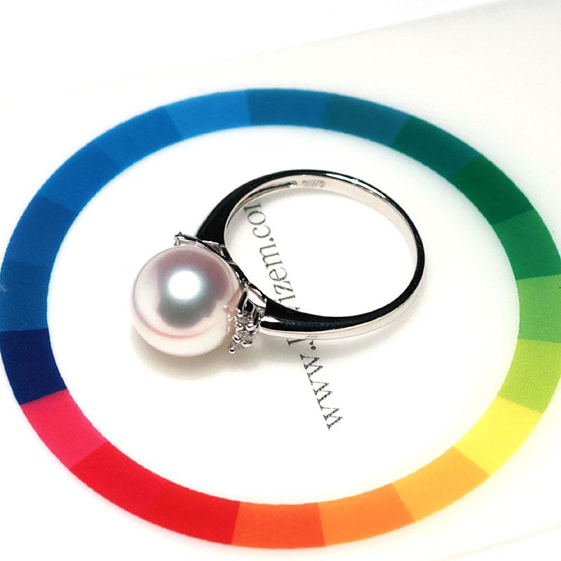 指輪 パールリング オーロラ花珠真珠鑑別書付属 9.1mmプラチナダイヤモンドリング 軽量タイプ 10サイズ パールキーパー高機能ケース入包装 冠婚葬祭 入学式 |  | 04