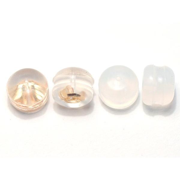 ピアスキャッチ K18 シリコン付筒型 両耳分  0.65mm〜0.75mm用 一般的なピアスに ポスト投函対応商品 おまけのシリコンキャッチ付 |  | 01