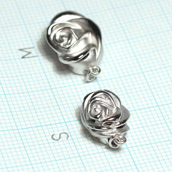 留め具 クラスプ Sサイズ SILVER差し込み式 薔薇上向きパール