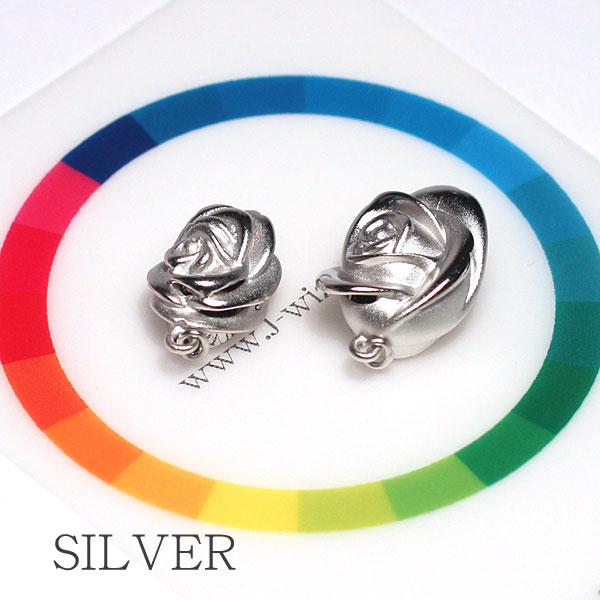 留め具 クラスプ Sサイズ SILVER差し込み式 薔薇上向きパール