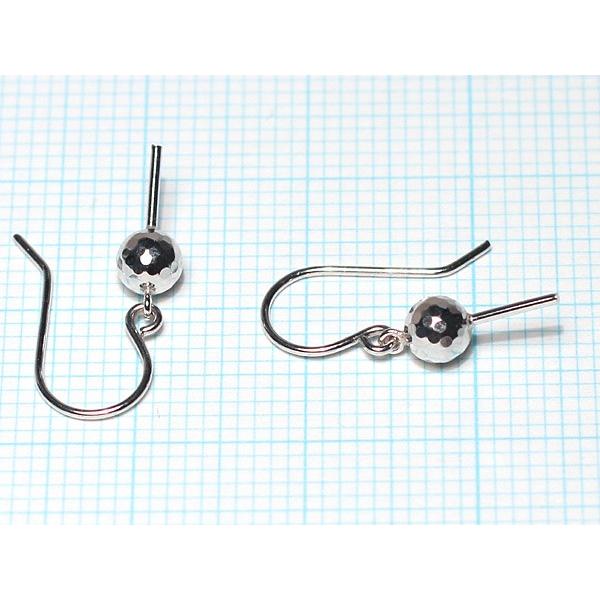 ピアス金具 パール用フックつりばり型 K14WG ミラボール4mmつきさし付