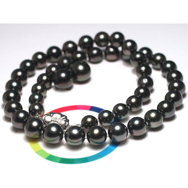 ネックレス 黒蝶真珠8.4-10.6mmネックレス47cm＆11.5mmペアセット テリ最強 オーロラピーコック鑑別書SK135680付属 高機能ケースパールキーパー冠婚葬祭 |  | 03