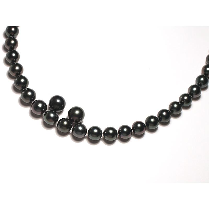 ネックレス 黒蝶真珠8.4-10.6mmネックレス47cm＆11.5mmペアセット テリ  