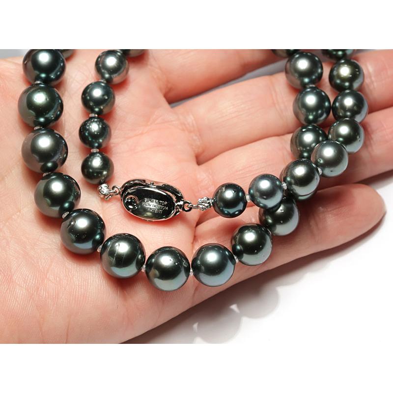 ネックレス ピーコック鑑別書付属 黒蝶真珠8mm-10.9mmネック＆9.6mmイヤリング2点セット テリ光沢最強ですがえくぼ凹でお得な価格に 高機能ケース入 冠婚葬祭 |  | 13