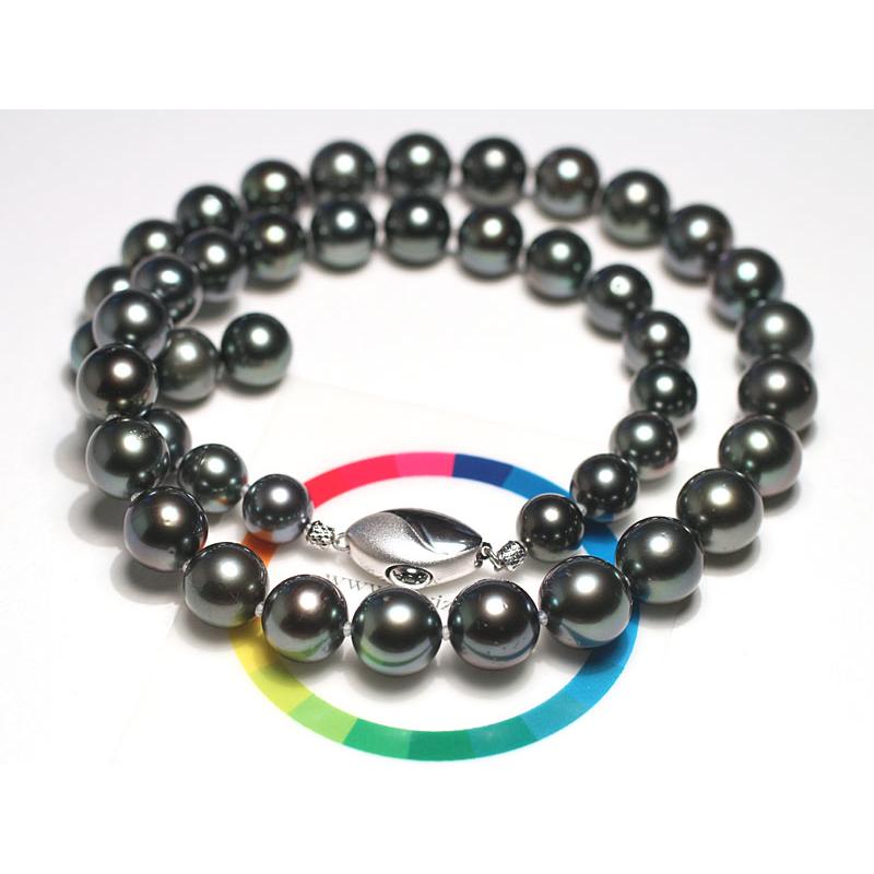 ネックレス テリ最強のオーロラピーコック鑑別書付属 黒蝶真珠8.2-10.7