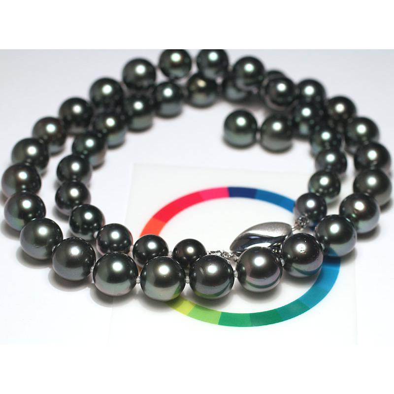 ネックレス テリ最強のオーロラピーコック鑑別書付属 黒蝶真珠8.2-10.7