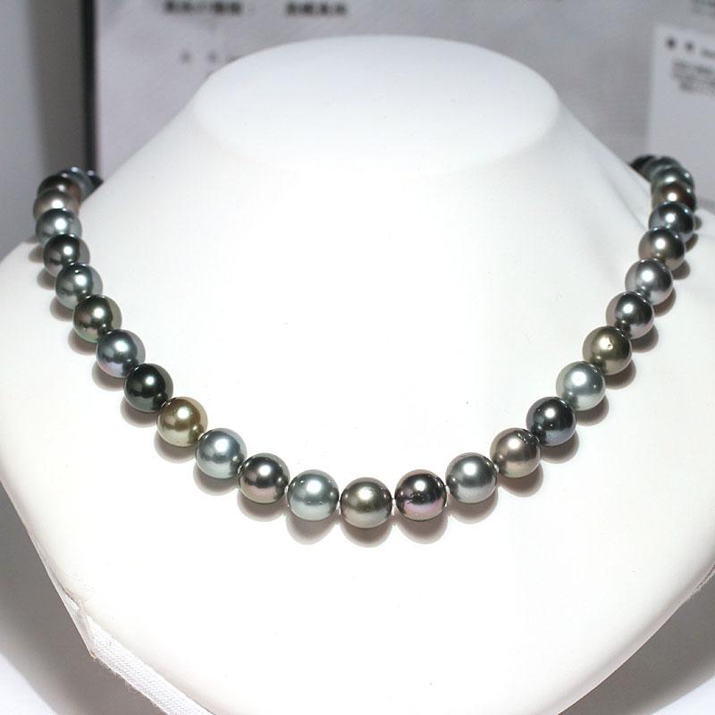 ネックレス マルチカラー黒蝶真珠10.6-11.2mmネックレス ゆったり約