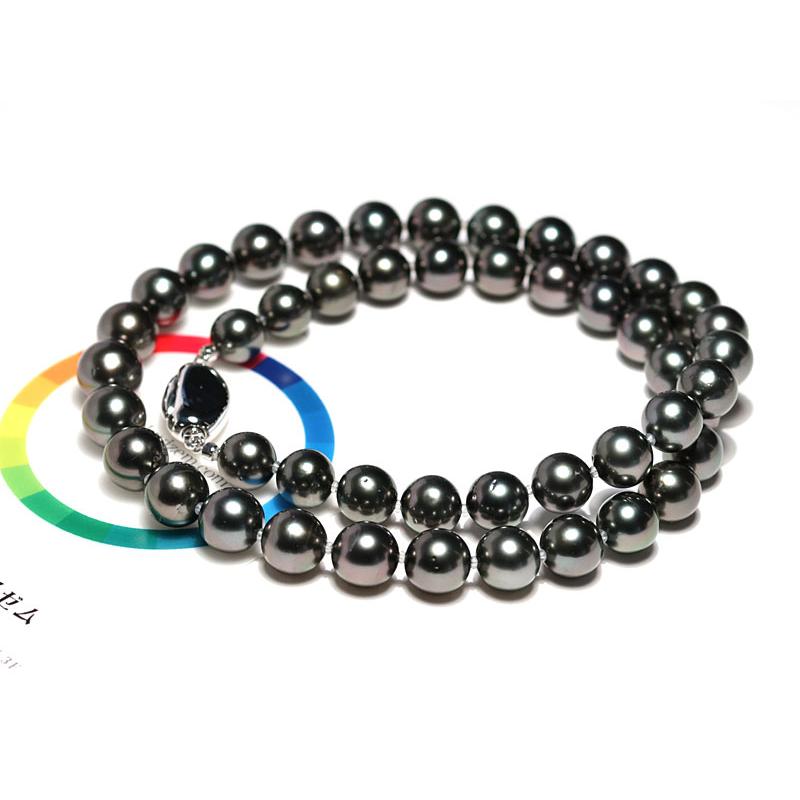 ネックレス ブラックパール オーロラピーコック鑑別書付 黒蝶