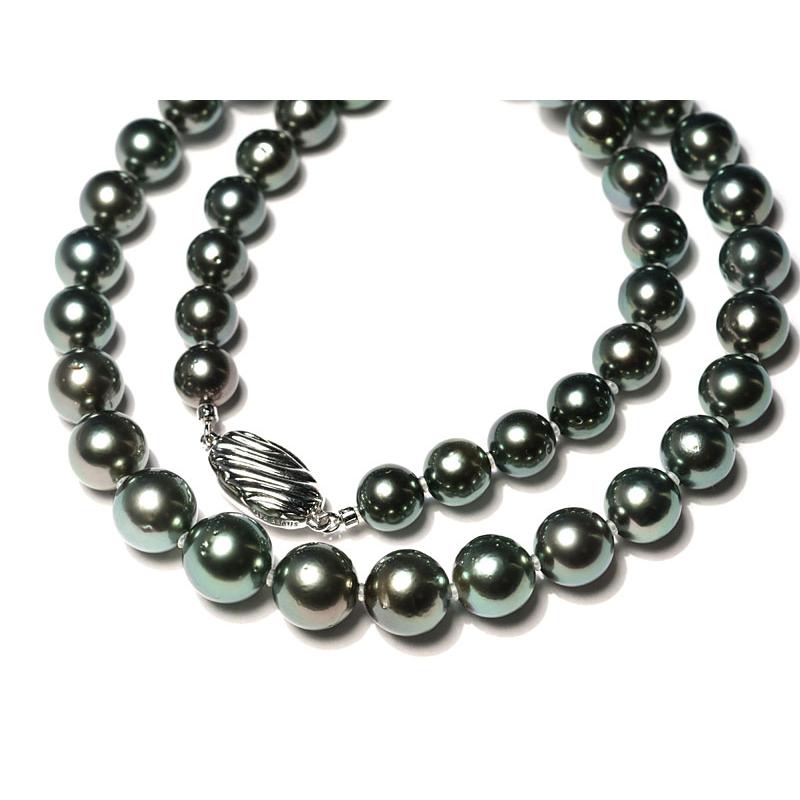 ネックレス オーロラピーコック鑑別書付属 黒蝶真珠8.0mm〜10.4mm