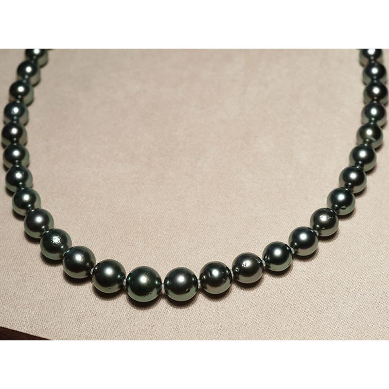 ネックレス オーロラピーコック鑑別書付属 黒蝶真珠8.0mm〜10.4mm