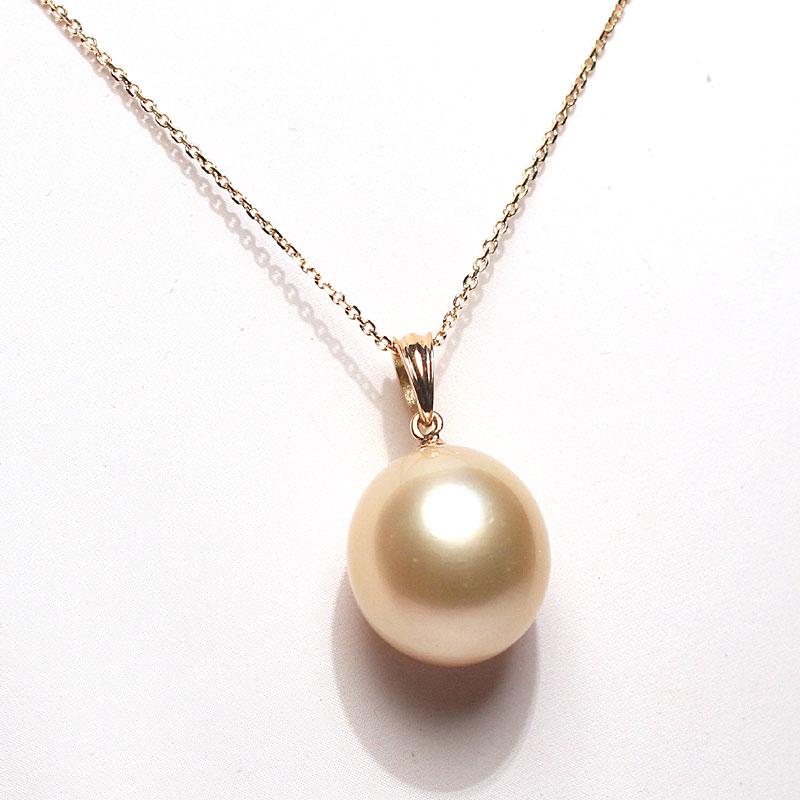 ペンダント ゴールドパールK18イエローゴールド製 白蝶真珠横12.4mm縦13.6mm ペンダントのみ |  | 04